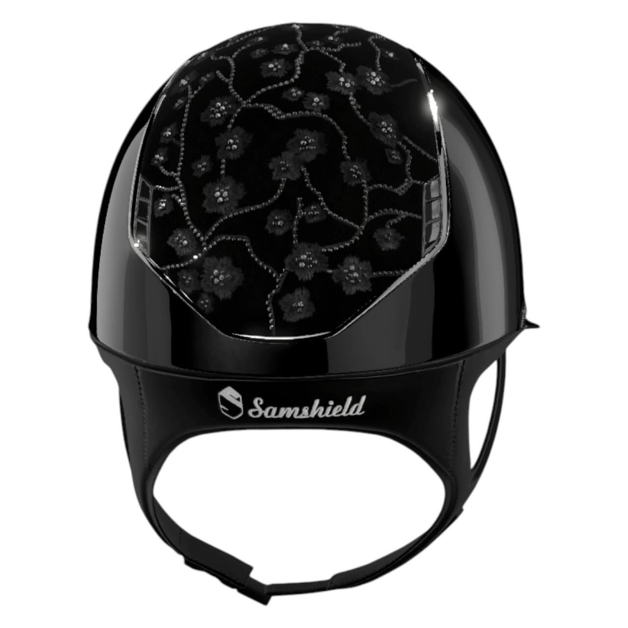 Reithelm Miss Shield 2.0 Glossy Black Top + FB Cherry Blossom Black Trim + Blason Black Chrome Konfiguration