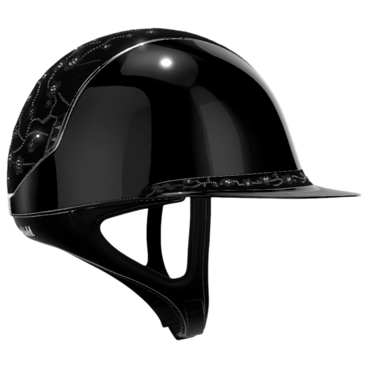 Reithelm Miss Shield 2.0 Glossy Black Top + FB Cherry Blossom Black Trim + Blason Black Chrome Konfiguration