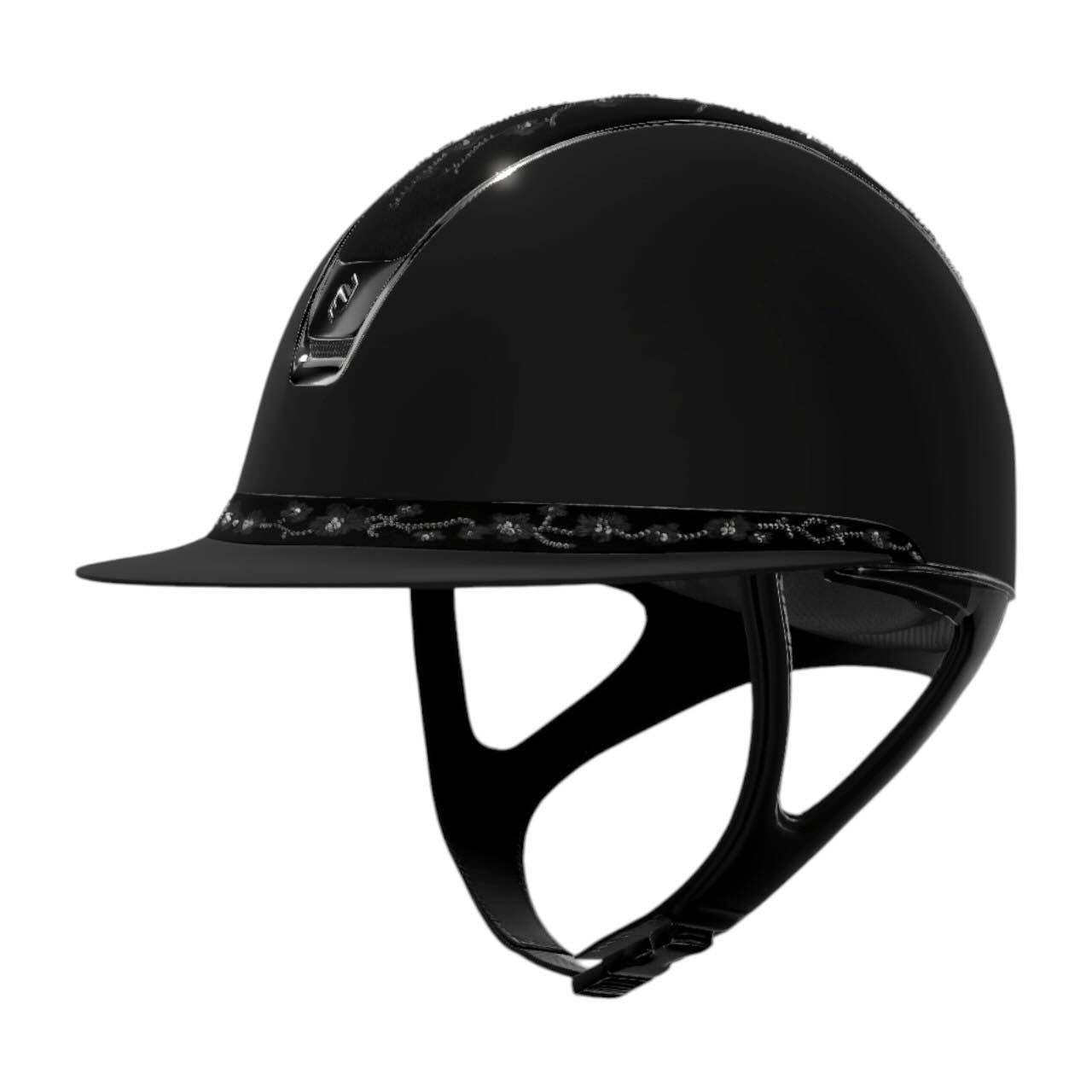 Reithelm Miss Shield 2.0 Shadow Black Top + FB Cherry Blossom Black Trim + Blason Black Chrome Konfiguration