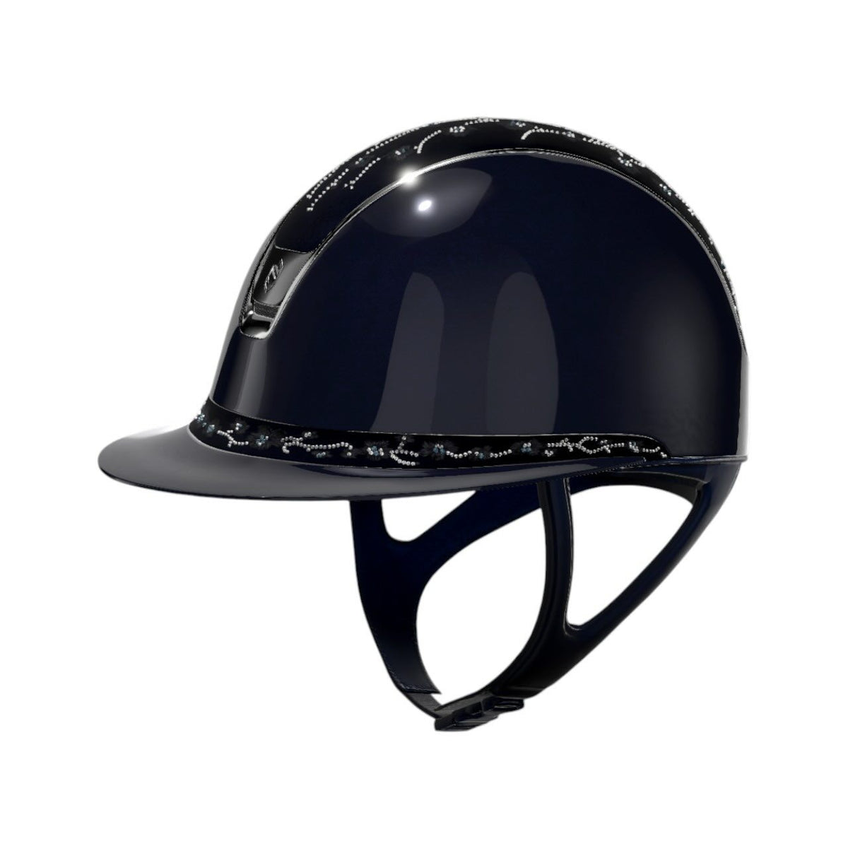 Reithelm Miss Shield 2.0 Glossy Blue Top + FB Cherry Blossom Navy Trim + Blason Black Chrome Konfiguration