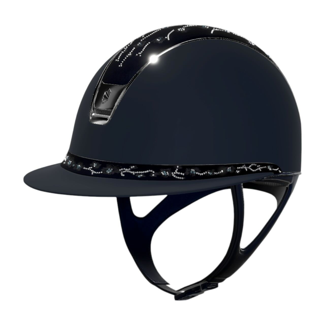 Reithelm Miss Shield 2.0 Shadow Blue Top + FB Cherry Blossom Navy Trim + Blason Black Chrome Konfiguration
