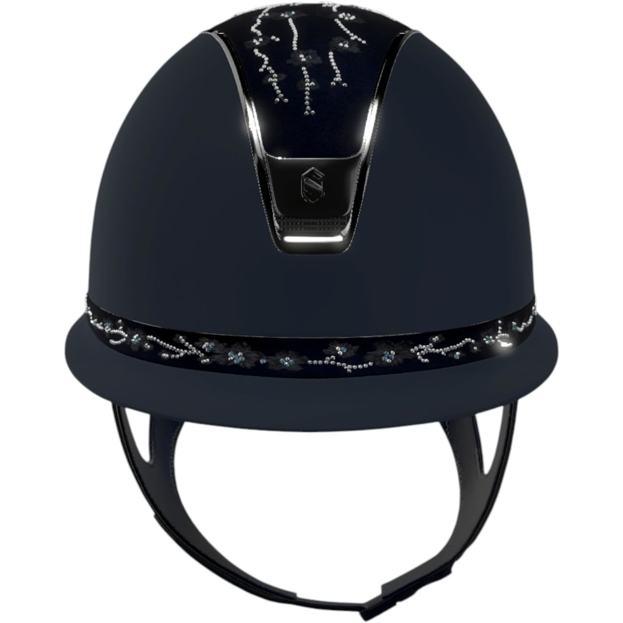 Reithelm Miss Shield 2.0 Shadow Blue Top + FB Cherry Blossom Navy Trim + Blason Black Chrome Konfiguration