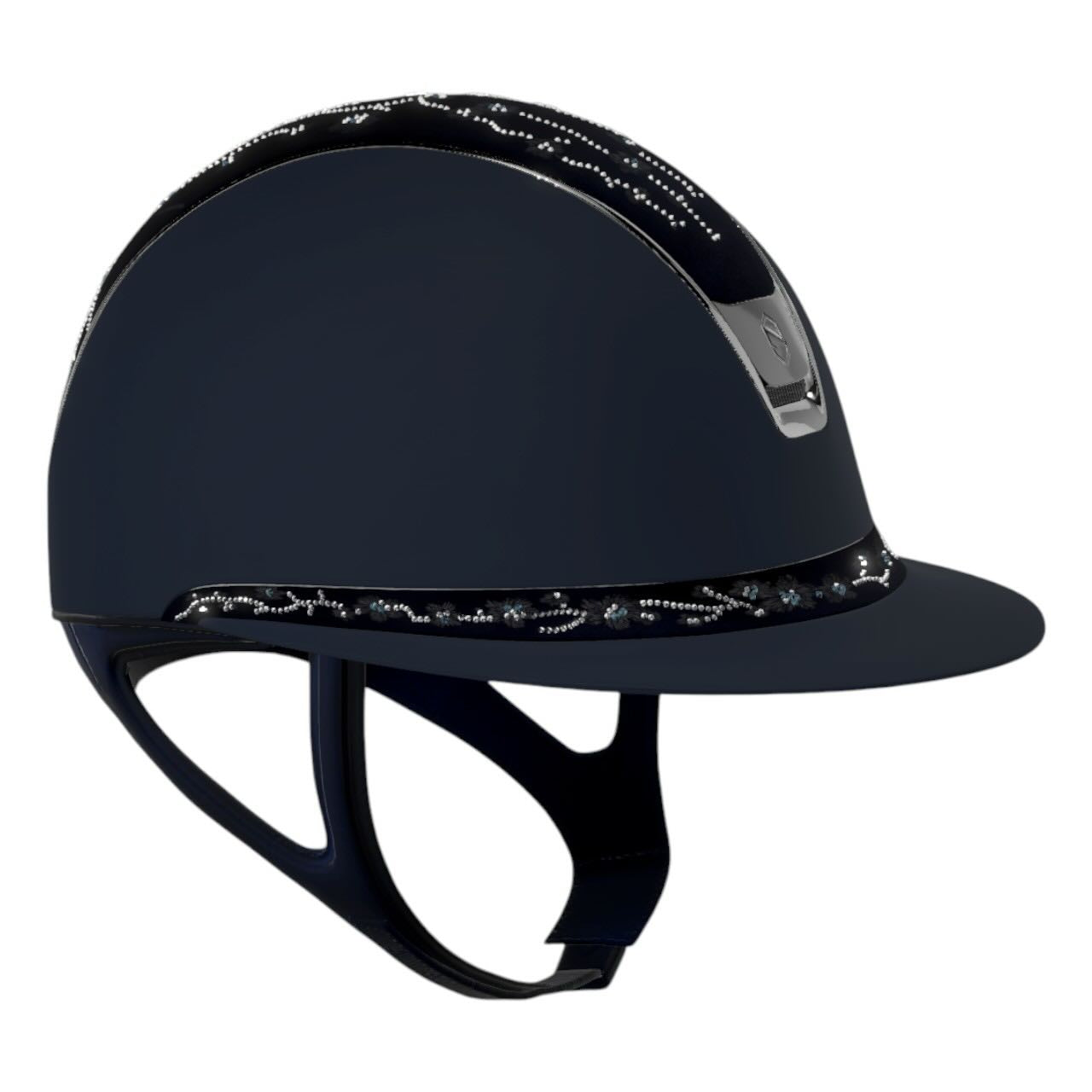 Reithelm Miss Shield 2.0 Shadow Blue Top + FB Cherry Blossom Navy Trim + Blason Black Chrome Konfiguration