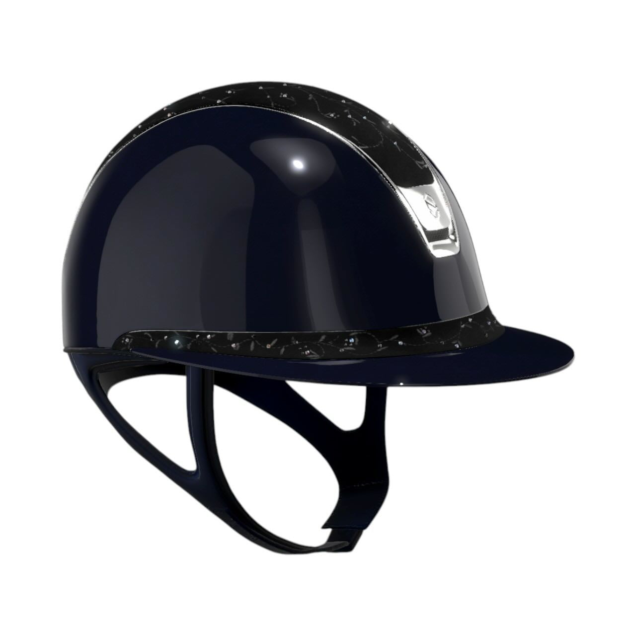 Reithelm Miss Shield 2.0 SG Blue Top + FB Floral Trim + Blason Chrome Silver Konfiguration