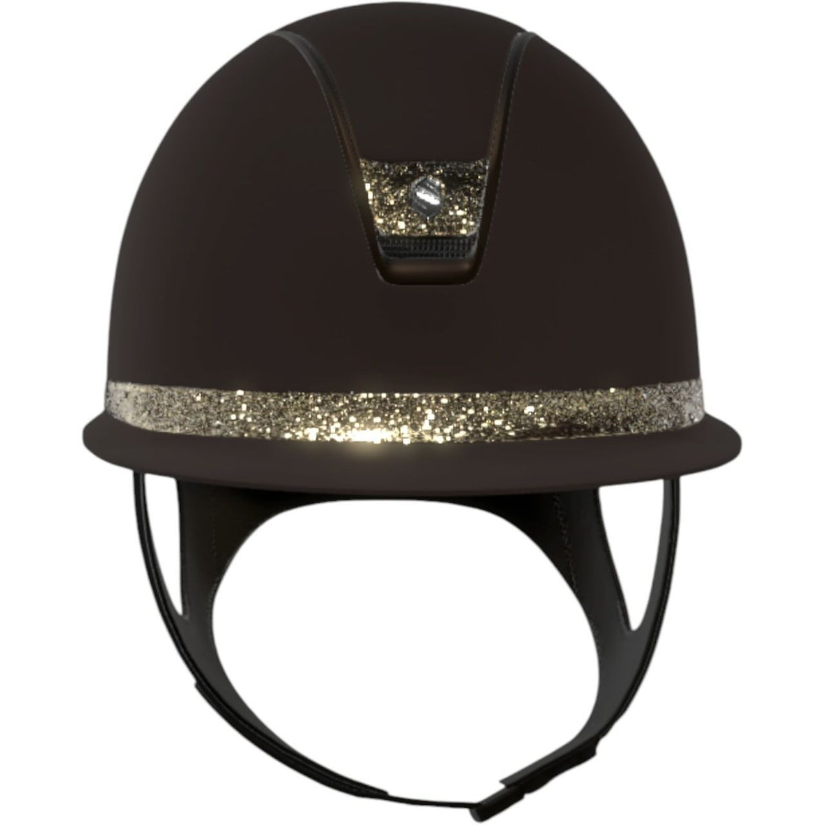Jahalna čelada Miss Shield 2.0 Brown SM, vrhnji del SM, sprednji trak z obrobo CrFabric Matt Bronze, grb CrFabric