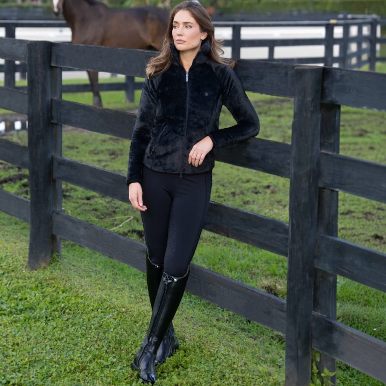 Fleecejacke Damen Velvet Black Teddy Jacke