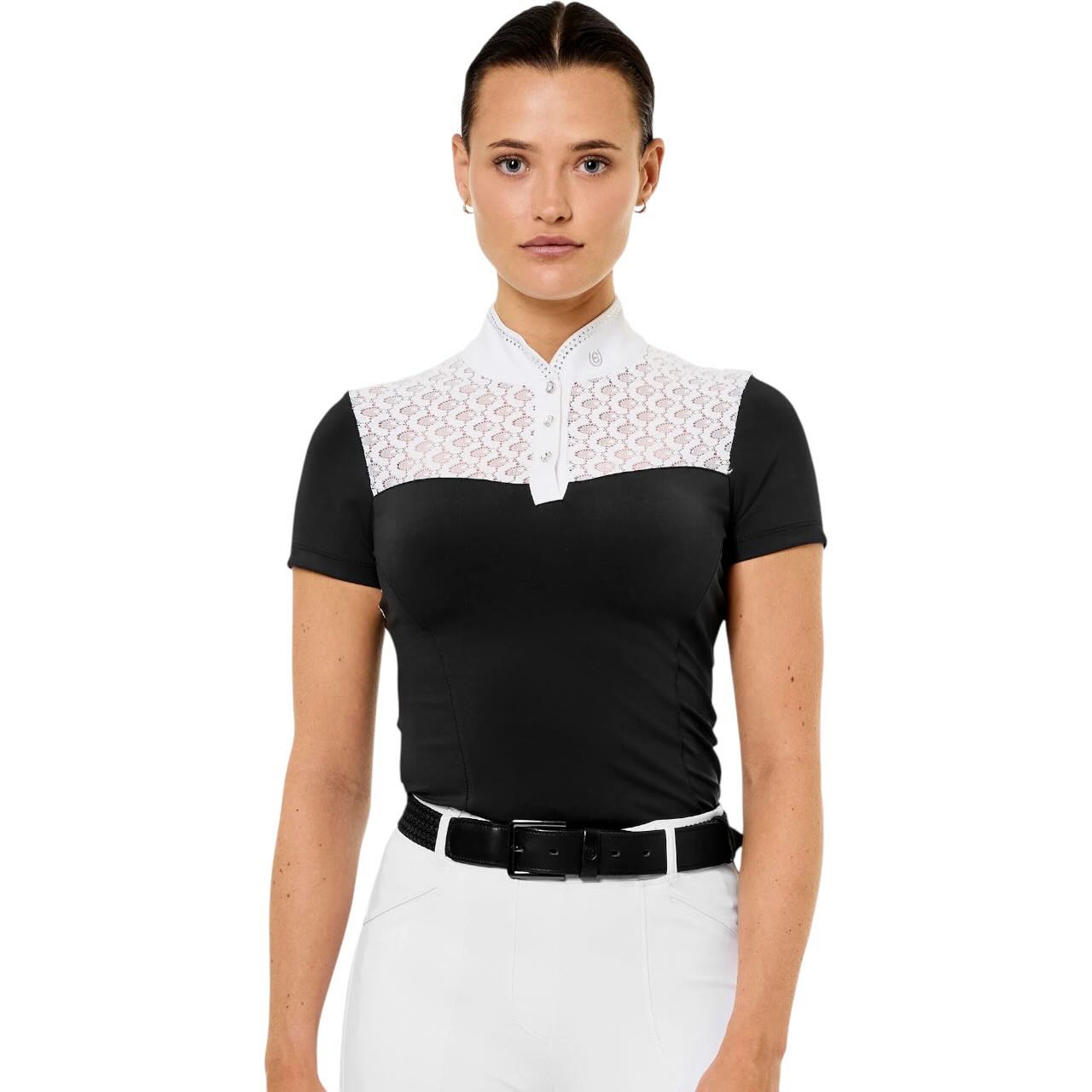Turniershirt Damen Crystal Champion Copetition Top Black T-Shirt