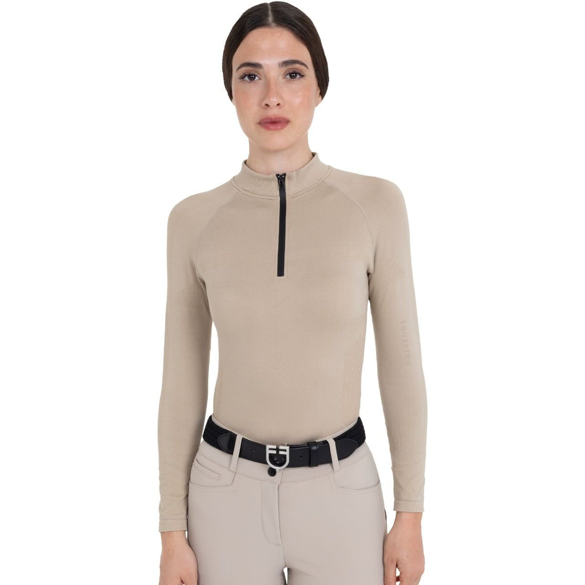 Poloshirt Damen Langarm Strick Zip HW26 Trainingspolo