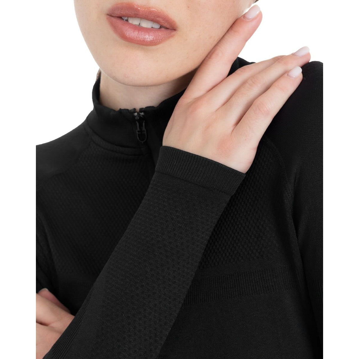 Poloshirt Damen Langarm Strick Zip HW26 Trainingspolo