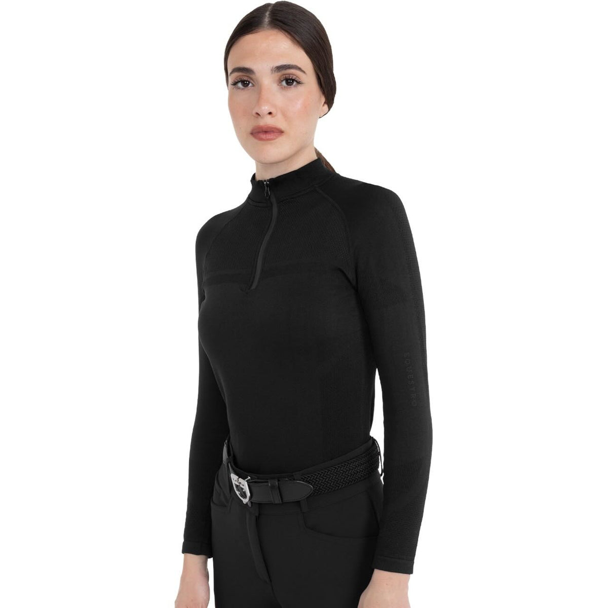 Poloshirt Damen Langarm Strick Zip HW26 Trainingspolo