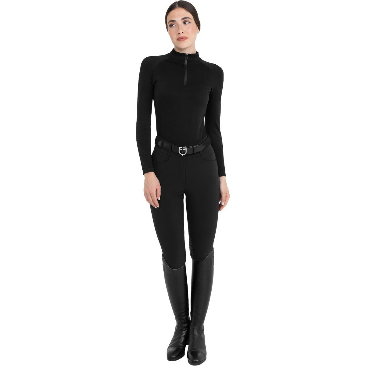 Poloshirt Damen Langarm Strick Zip HW26 Trainingspolo