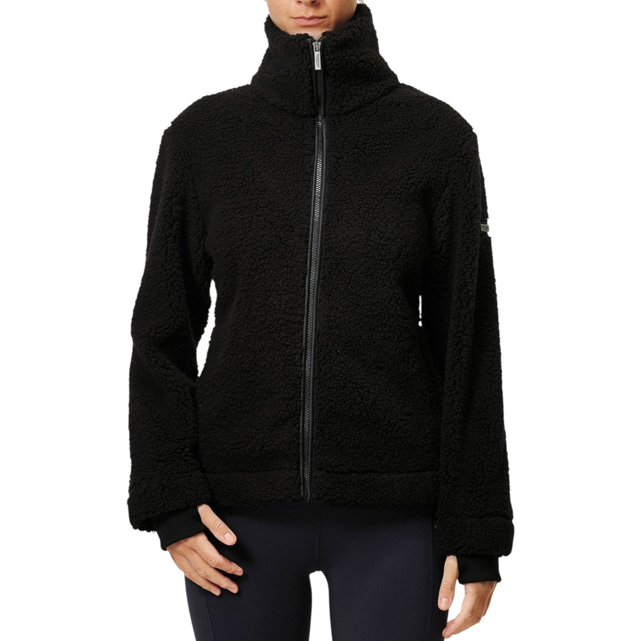 Fleecejacke Damen Black Teddy Jacke