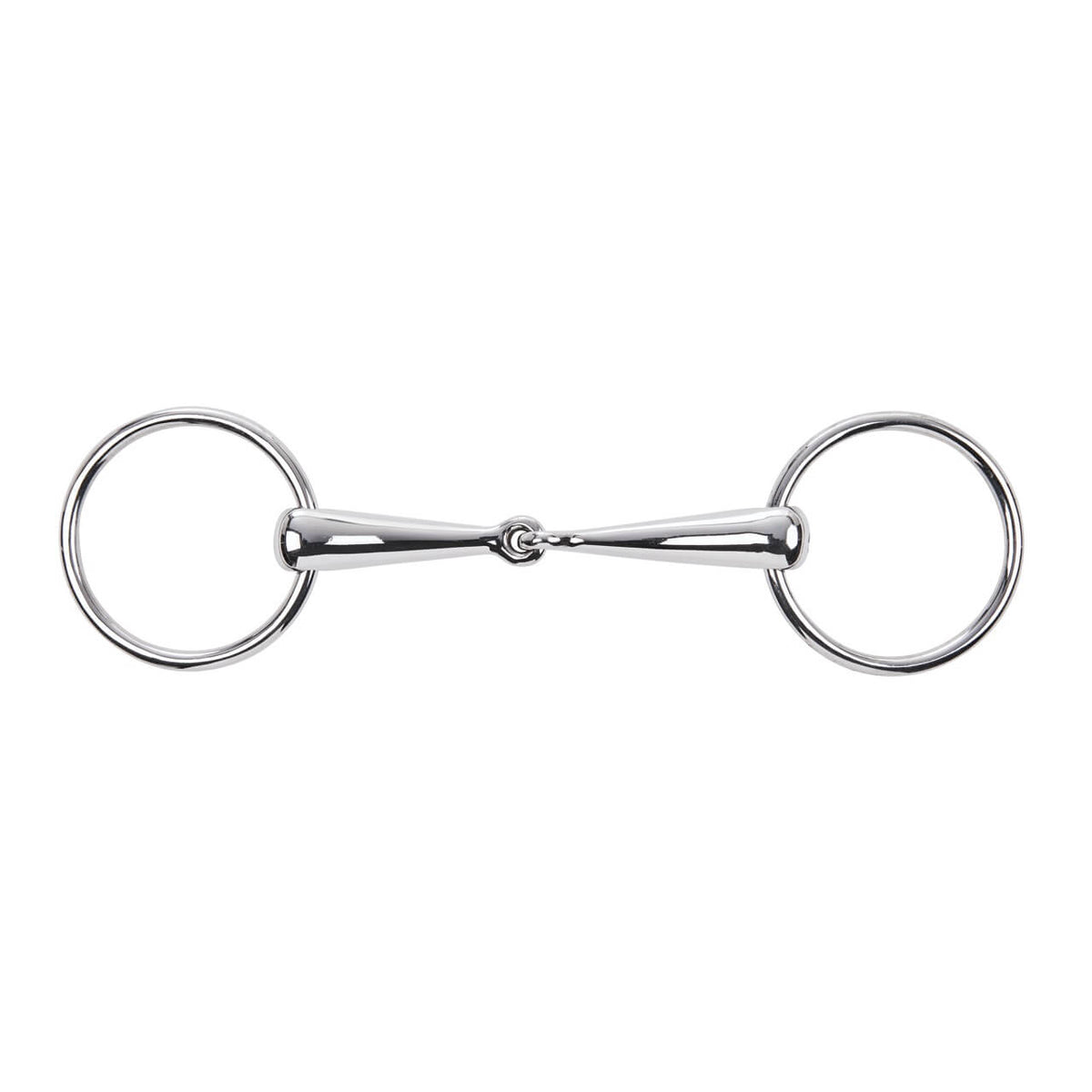 Wassertrense Einfach Gebrochen 18 mm Gebiss, Edelstahl, Produkt allein auf weißem Hintergrund.