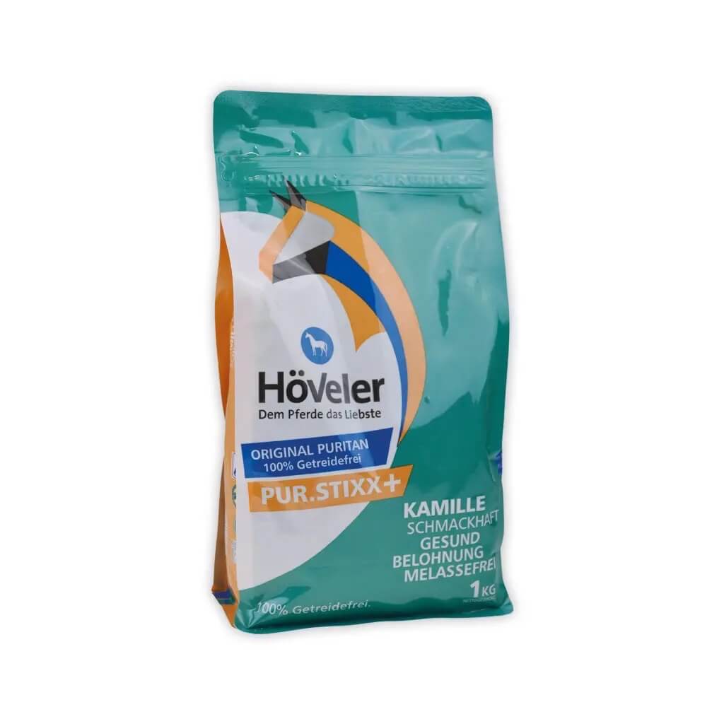 Höveler Leckerlis Puritan Pur Stixx Kamille, 1 kg, Produkt allein auf weißem Hintergrund.