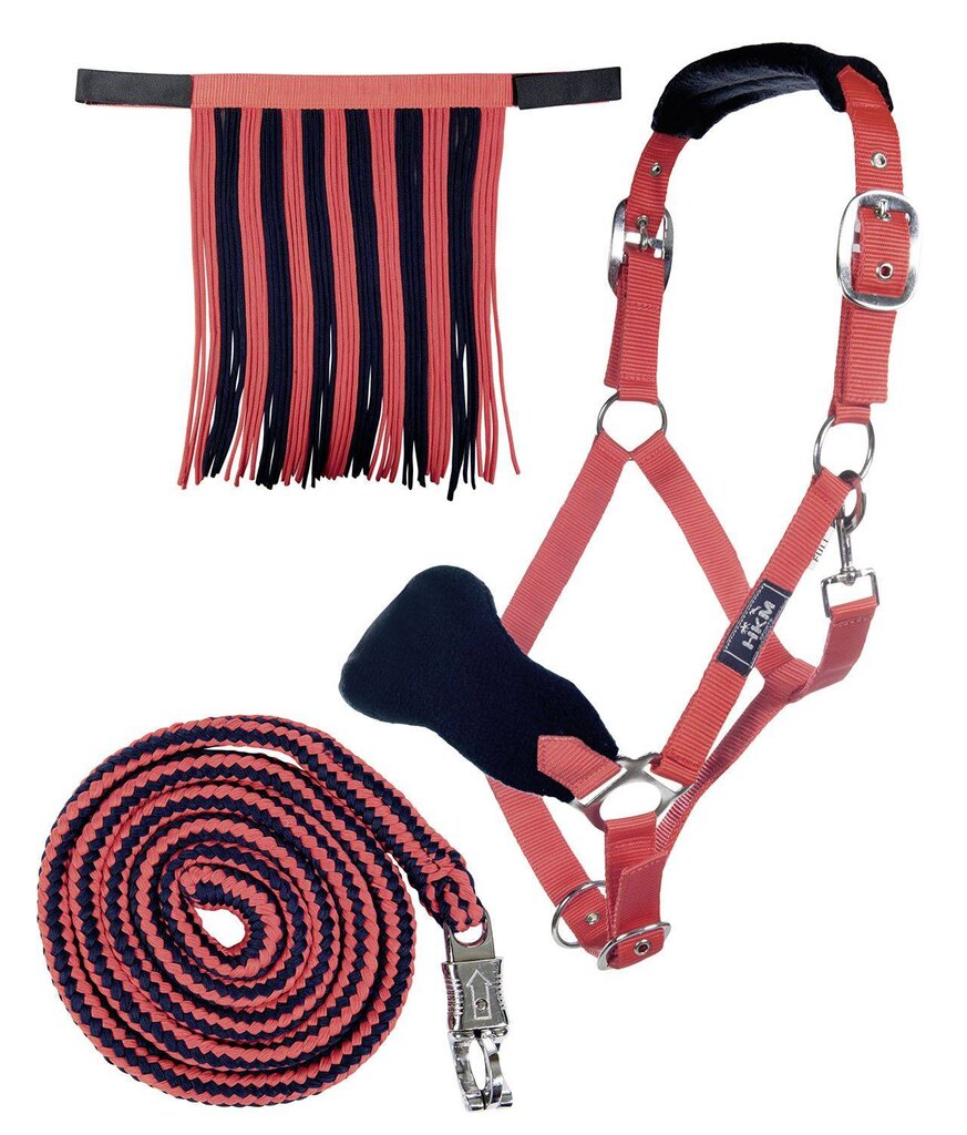 Nylonhalfter-Set mit Panikhakenstrick und Fliegenfransen Stallhalfter