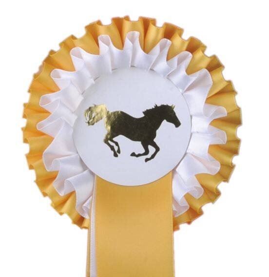 Wedstrijdstrik dubbele rozet 11,5 cm Turnieraccessoires