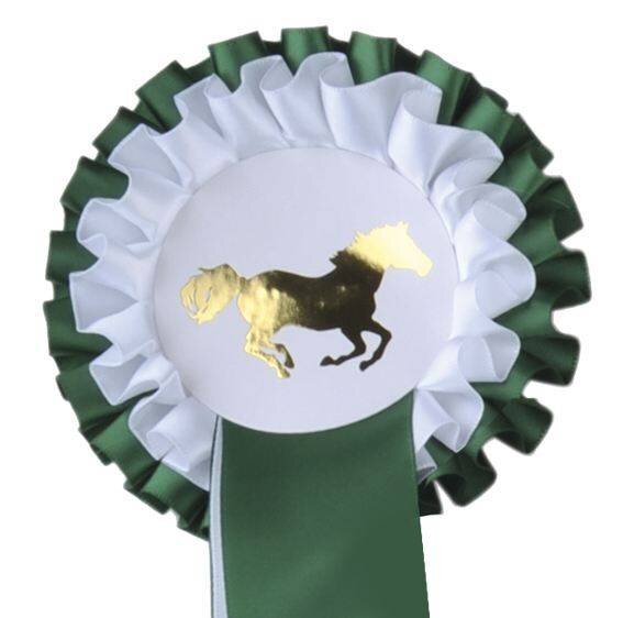 Wedstrijdstrik dubbele rozet 11,5 cm Turnieraccessoires