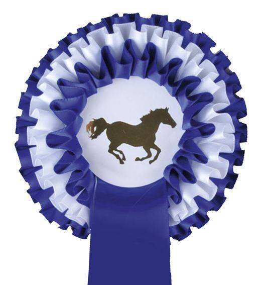 Wedstrijdstrik driedubbele rozet 13 cm Turnieraccessoires