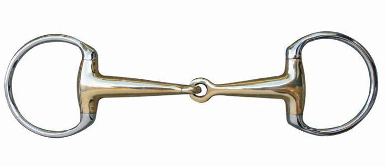 Olivenkopfgebiss einfach gebrochen 18 mm Argentan mit Edelstahlringen Pferdegebiss