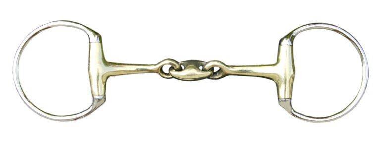 Olivenkopfgebiss doppelt gebrochen 18 mm Argentan mit Edelstahlringen Pferdegebiss