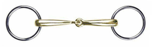 Unterlegtrense einfach gebrochen 14 mm Argentan mit Edelstahlringen Pferdegebiss