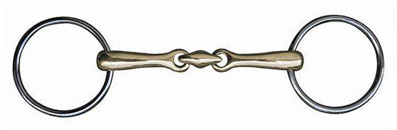 Unterlegtrense doppelt gebrochen 14 mm Argentan mit Edelstahlringen Pferdegebiss