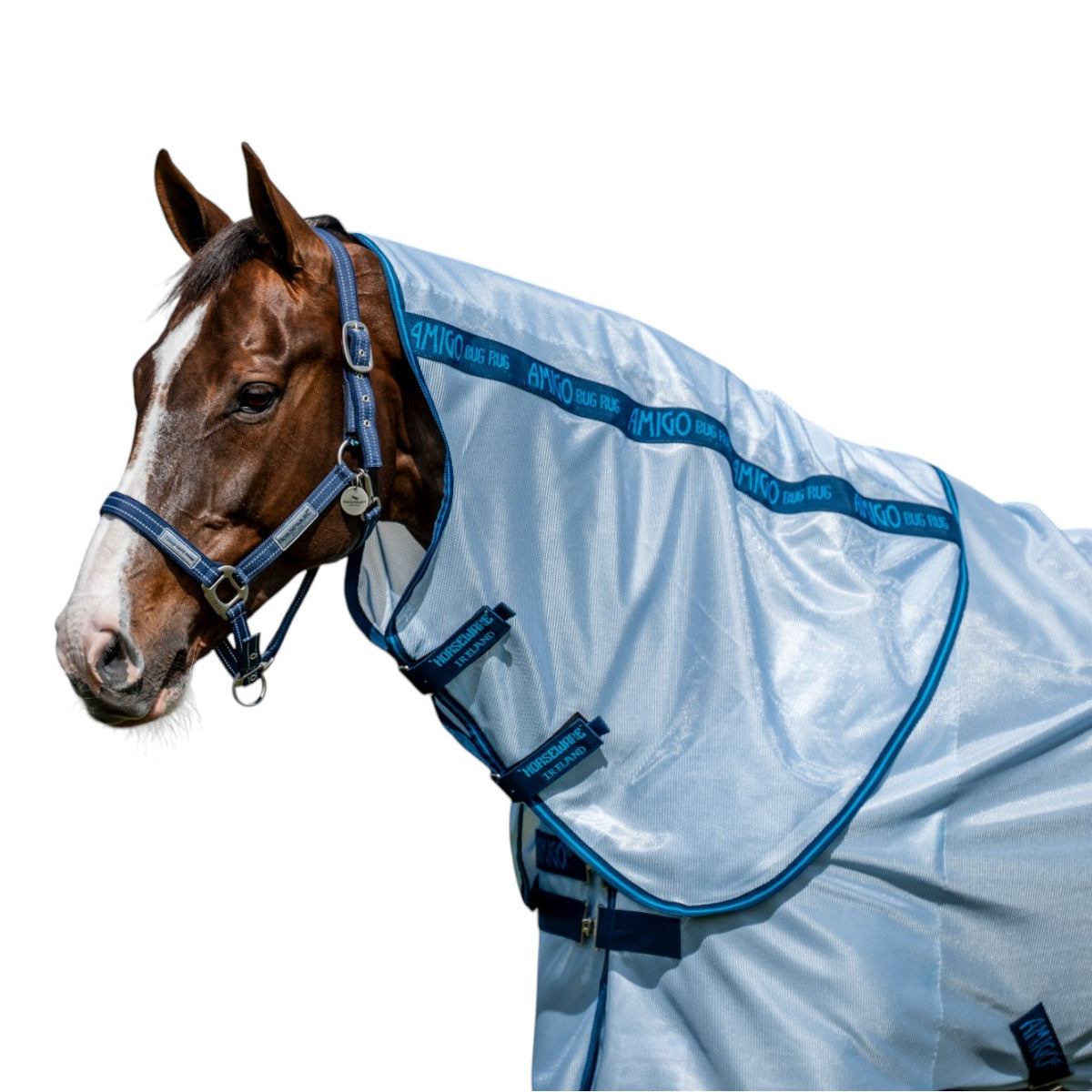 Halsteil Fliegendecke Amigo Bug Rug von Horseware, Farbe Silver/Titanium Grey, für optimalen Insektenschutz.