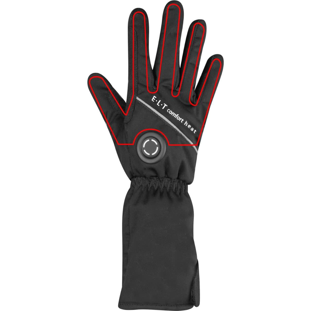 E.L.T Heizhandschuhe Comfort Heat Winterhandschuhe, Schwarz, Produkt allein auf weißem Hintergrund.