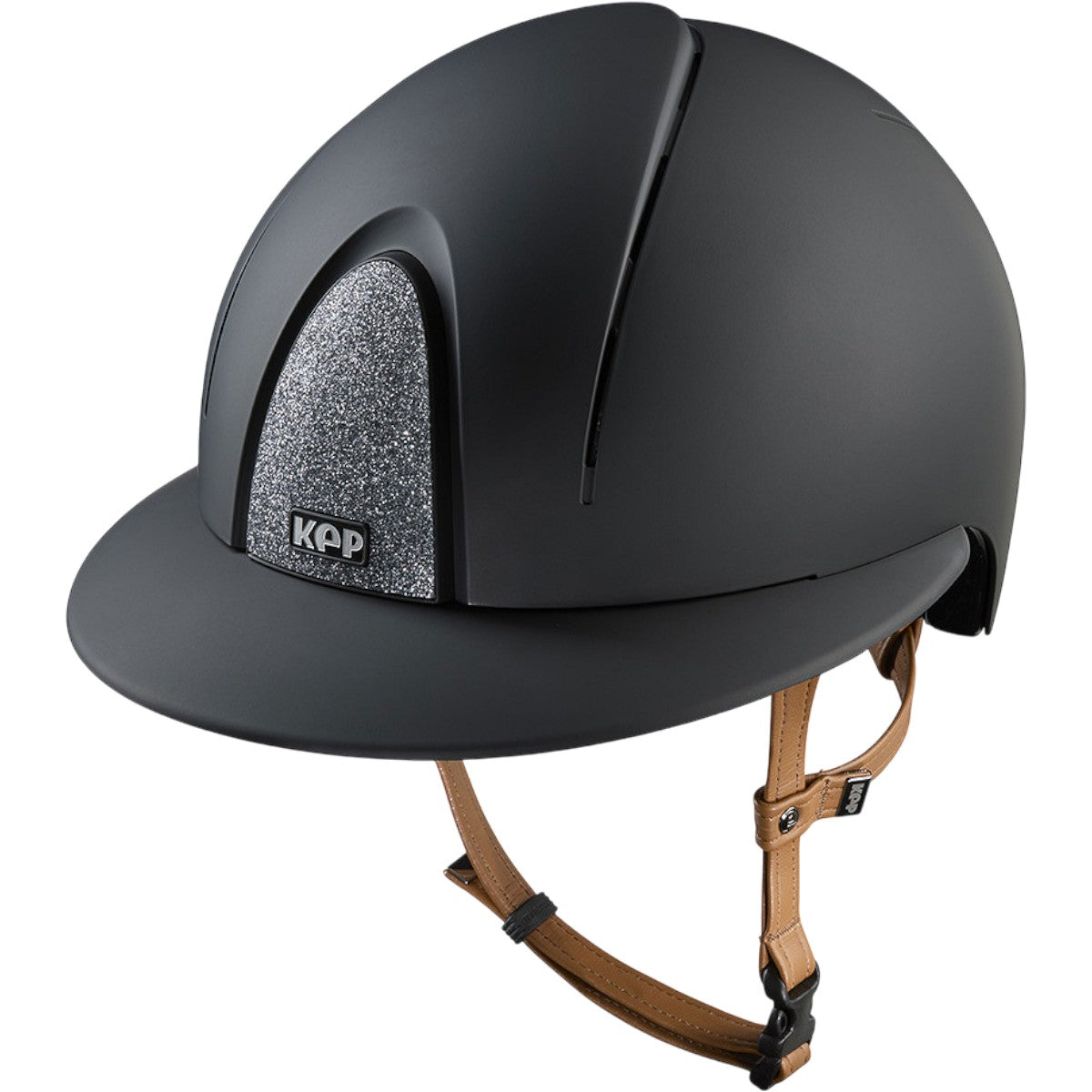 Reithelm Smart Nova Matt Polo Visier Star Silver mit Beigen Kinnriemen