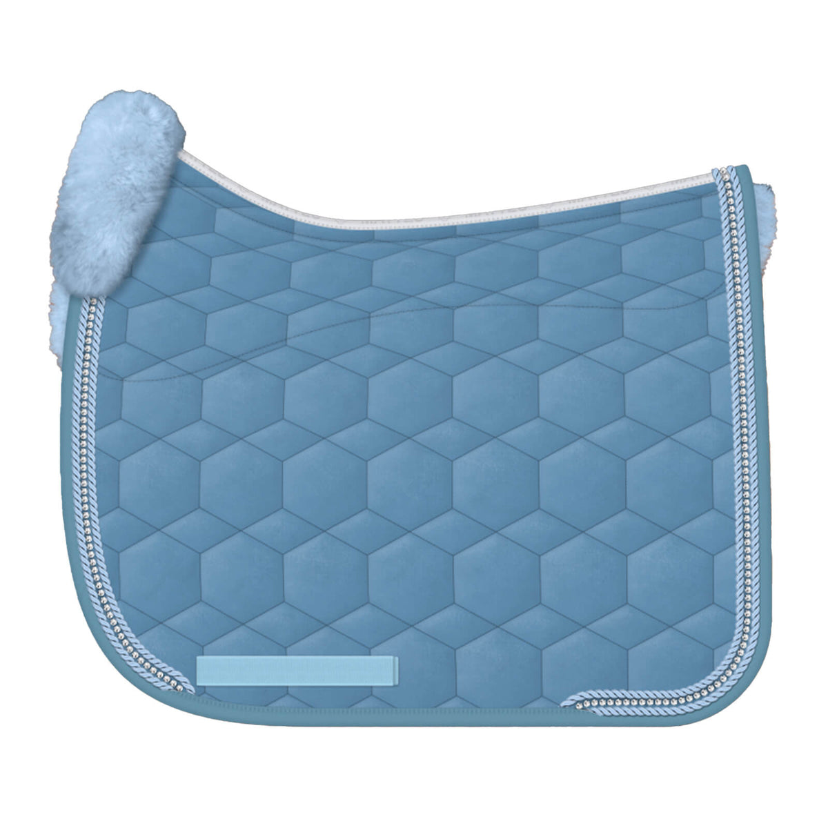 Schabracke Dressur Konfiguration Steppstoff Neu Cornet Blue Dressurschabracke, Cornet Blue, Produkt allein auf weißem Hintergrund.