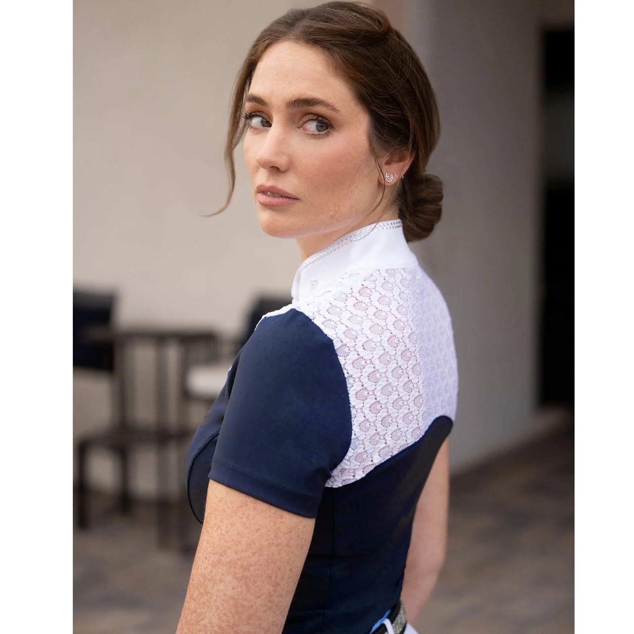 Turniershirt Damen Crystal Champion Copetition Top Navy T-Shirt