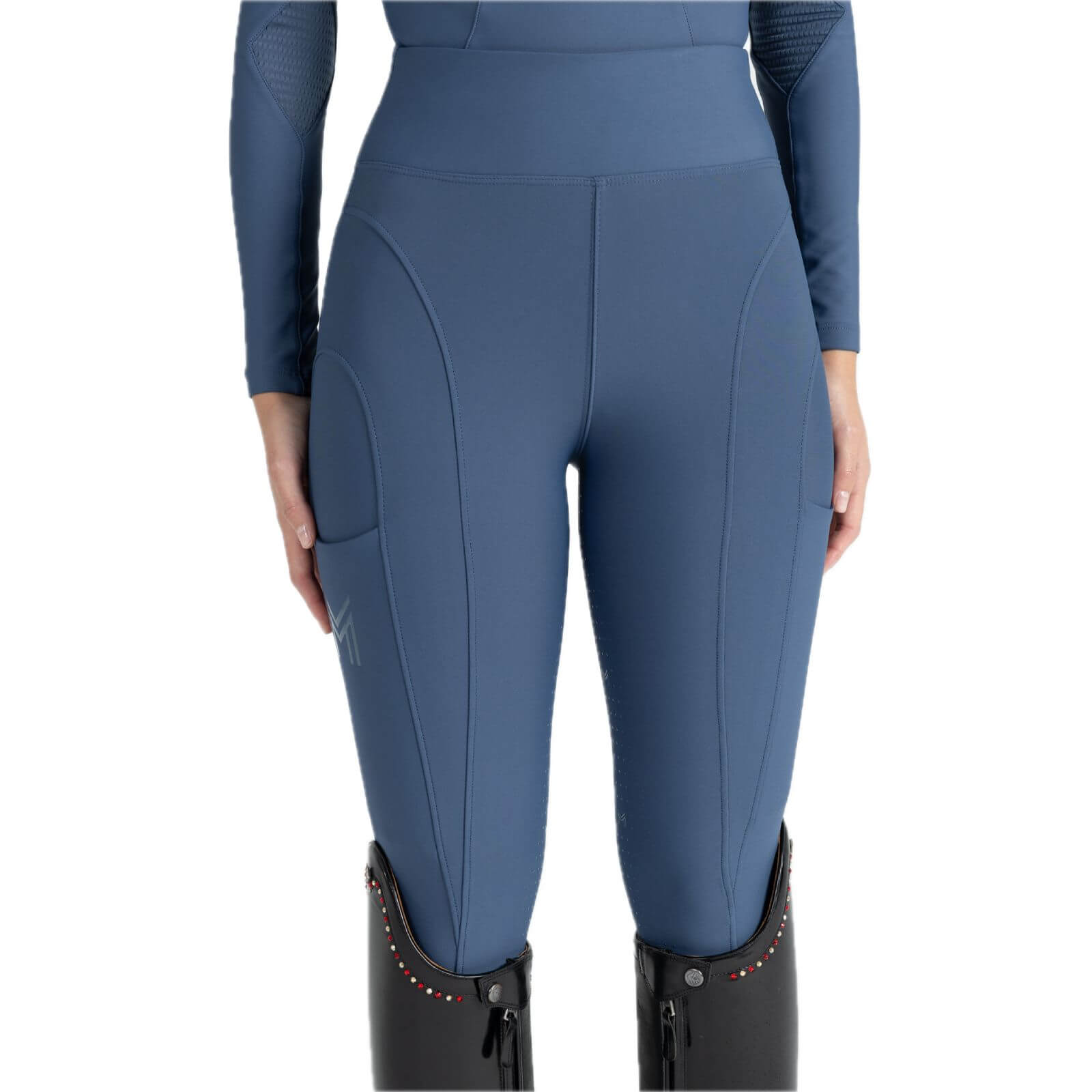 Reitleggings Damen Full-Grip Outline Damenreitleggings