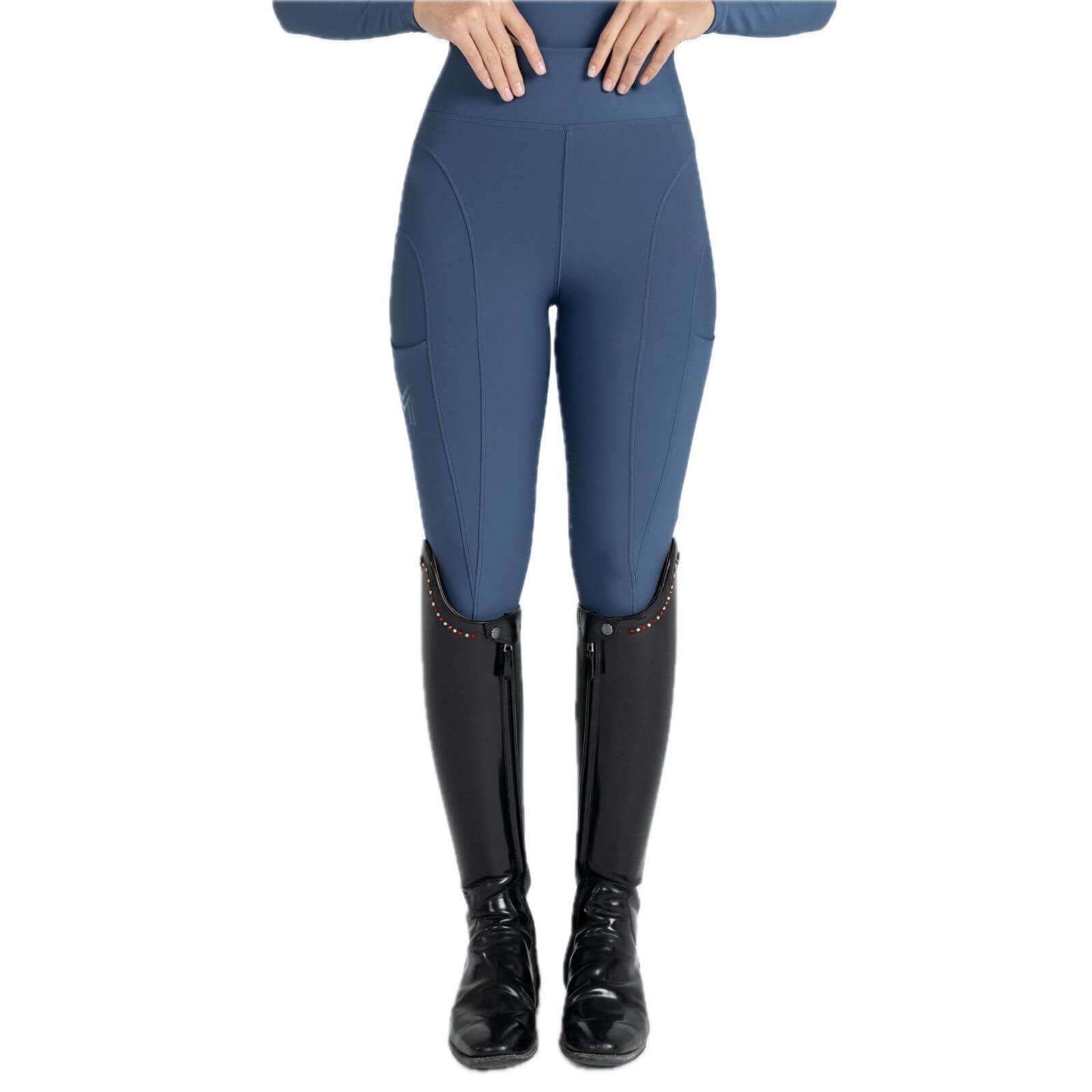 Reitleggings Damen Full-Grip Outline Damenreitleggings