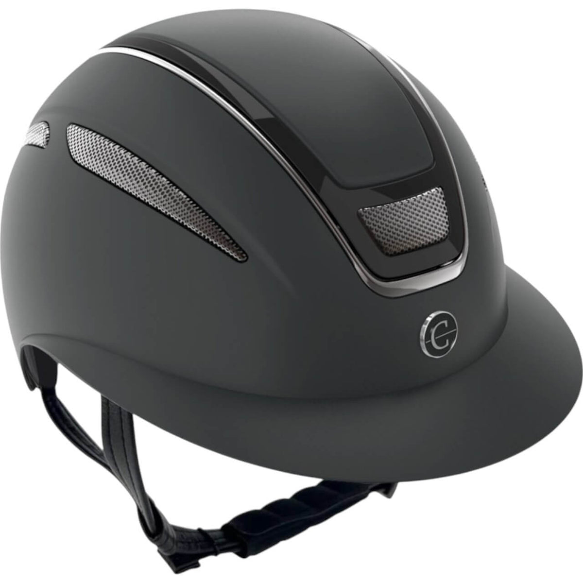 Reithelm Elite Polo Helm, Schwarz, Produkt allein auf weißem Hintergrund.