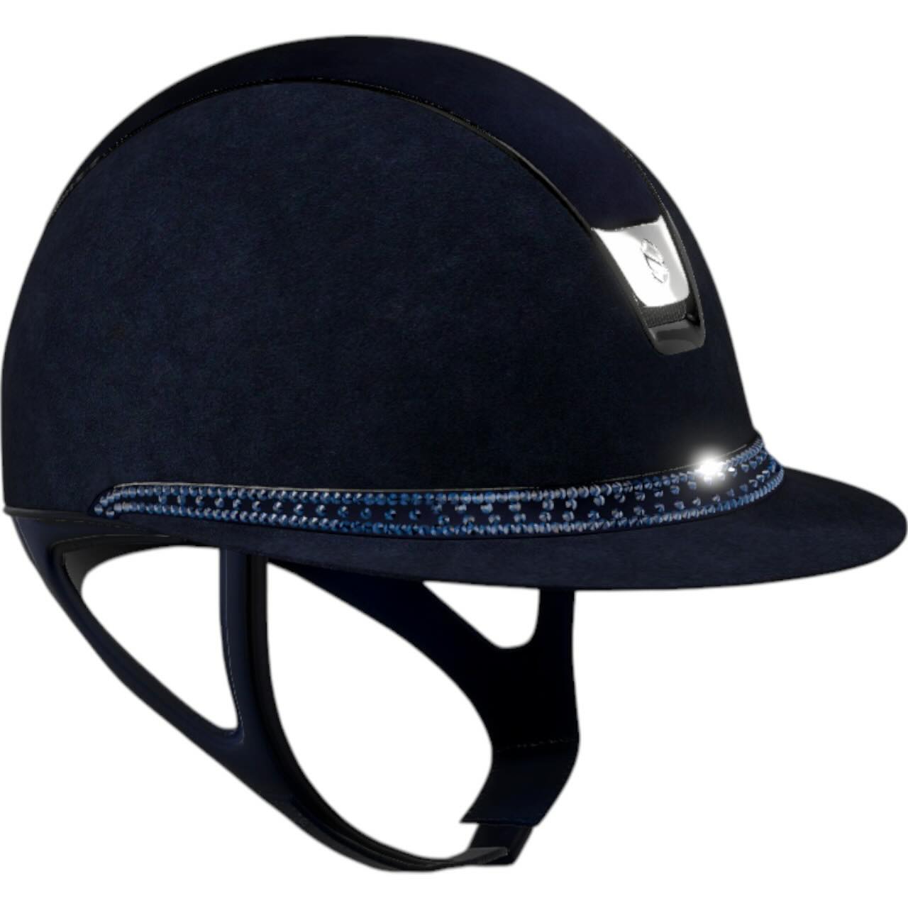 Reithelm Miss Shield 2.0 Shadowmatt Blue Alcantara Chrome Silber Tiara Blue Graphite Helm