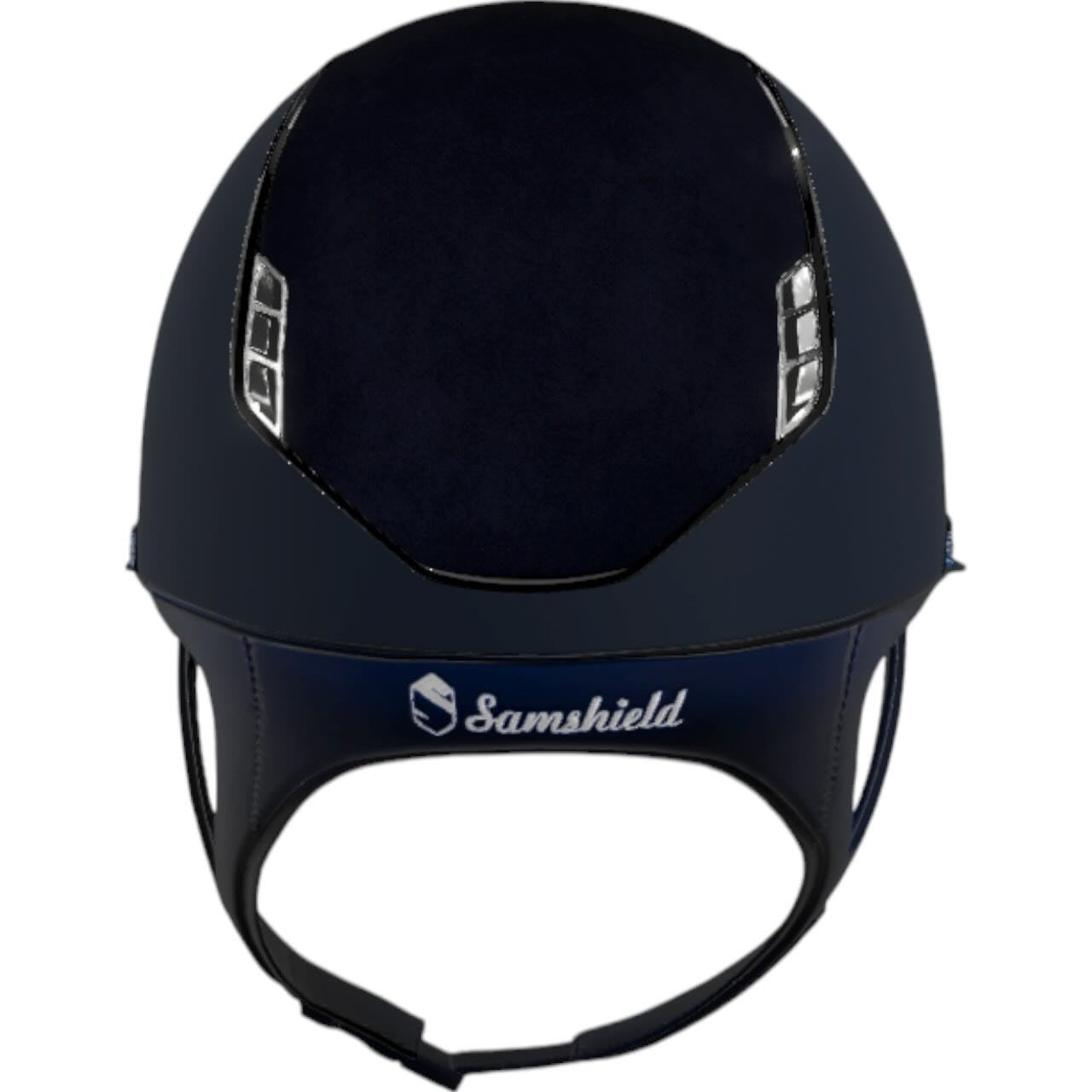 Reithelm Miss Shield 2.0 Shadowmatt Blue Alcantara Chrome Silber Tiara Blue Graphite Helm