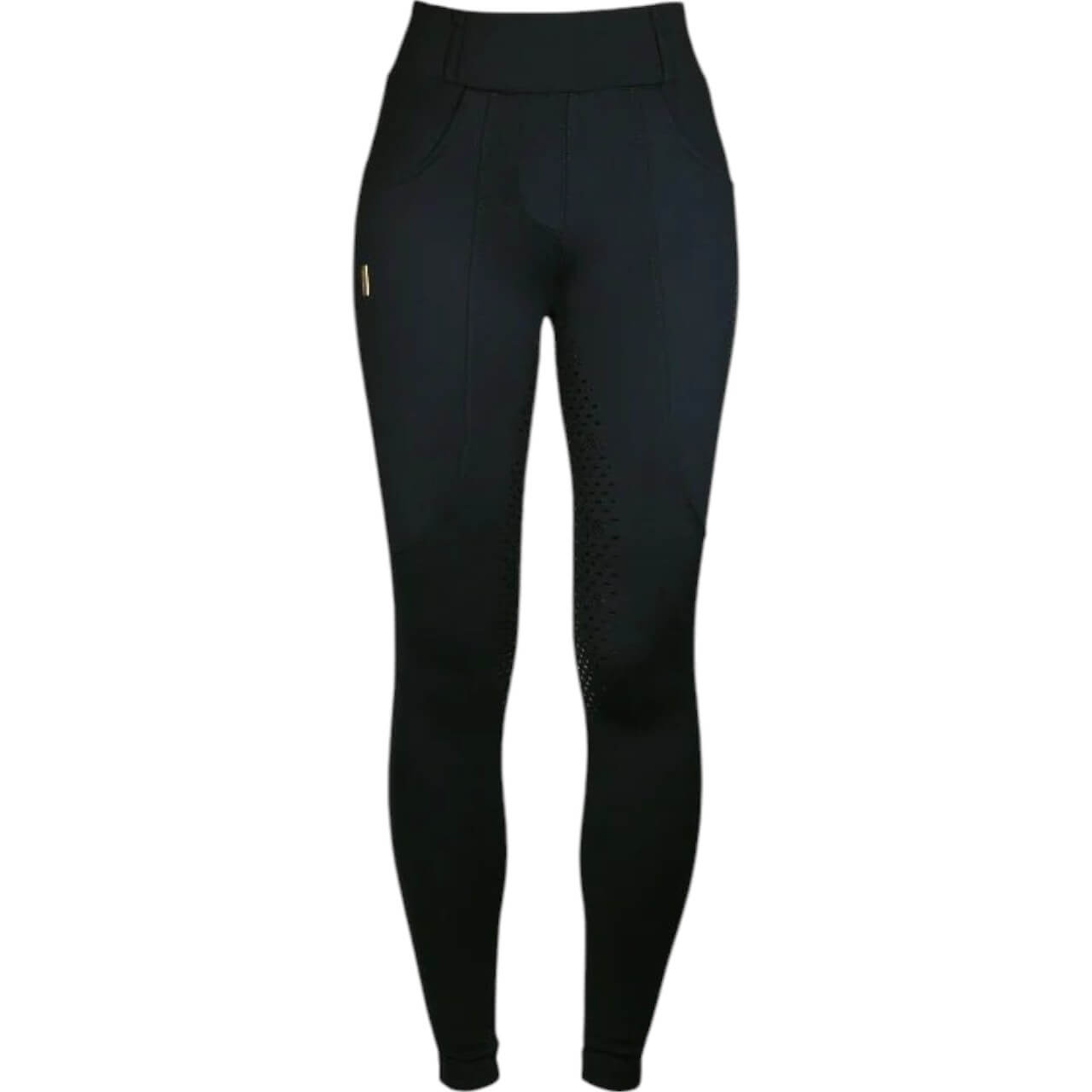 Reithose Damen Full-Grip Compression Supreme Dressur Hose, Black Gold, Produkt allein.