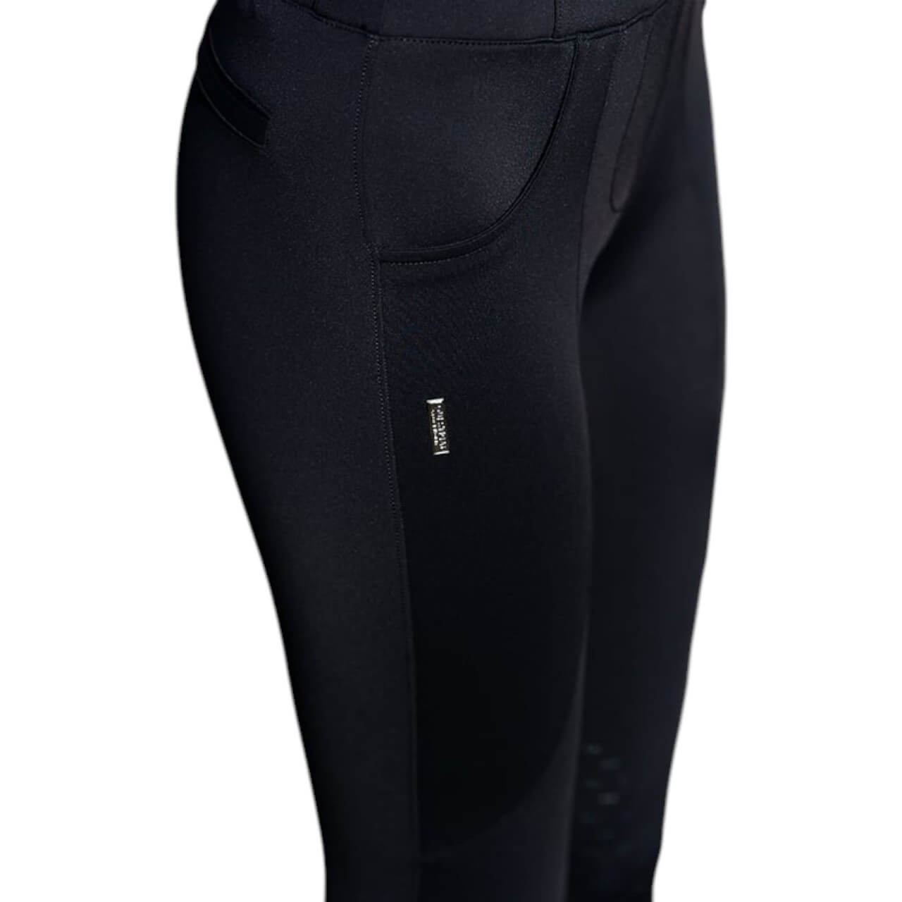 Reithose Damen Full-Grip Compression Supreme Dressur Hose, Schwarz, Detailaufnahme am Produkt allein.