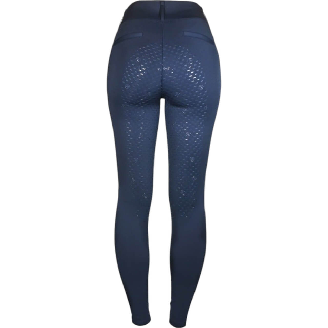 Reithose Damen Full-Grip Compression Supreme Dressur Hose, dunkelblau, Produkt allein auf weißem Hintergrund.
