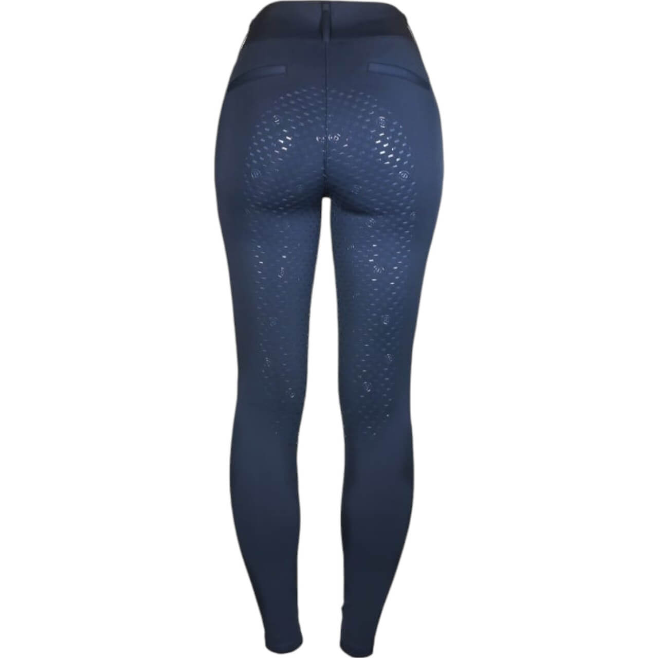 Reithose Damen Full-Grip Compression Supreme Dressur Hose, Dunkelblau, Produkt allein auf weißem Hintergrund.