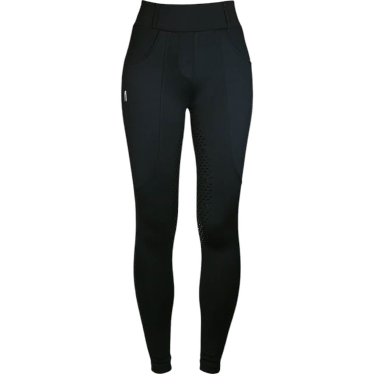 Reithose Damen Full-Grip Compression Supreme Dressur Hose, Black Edition, Produkt allein auf weißem Hintergrund.