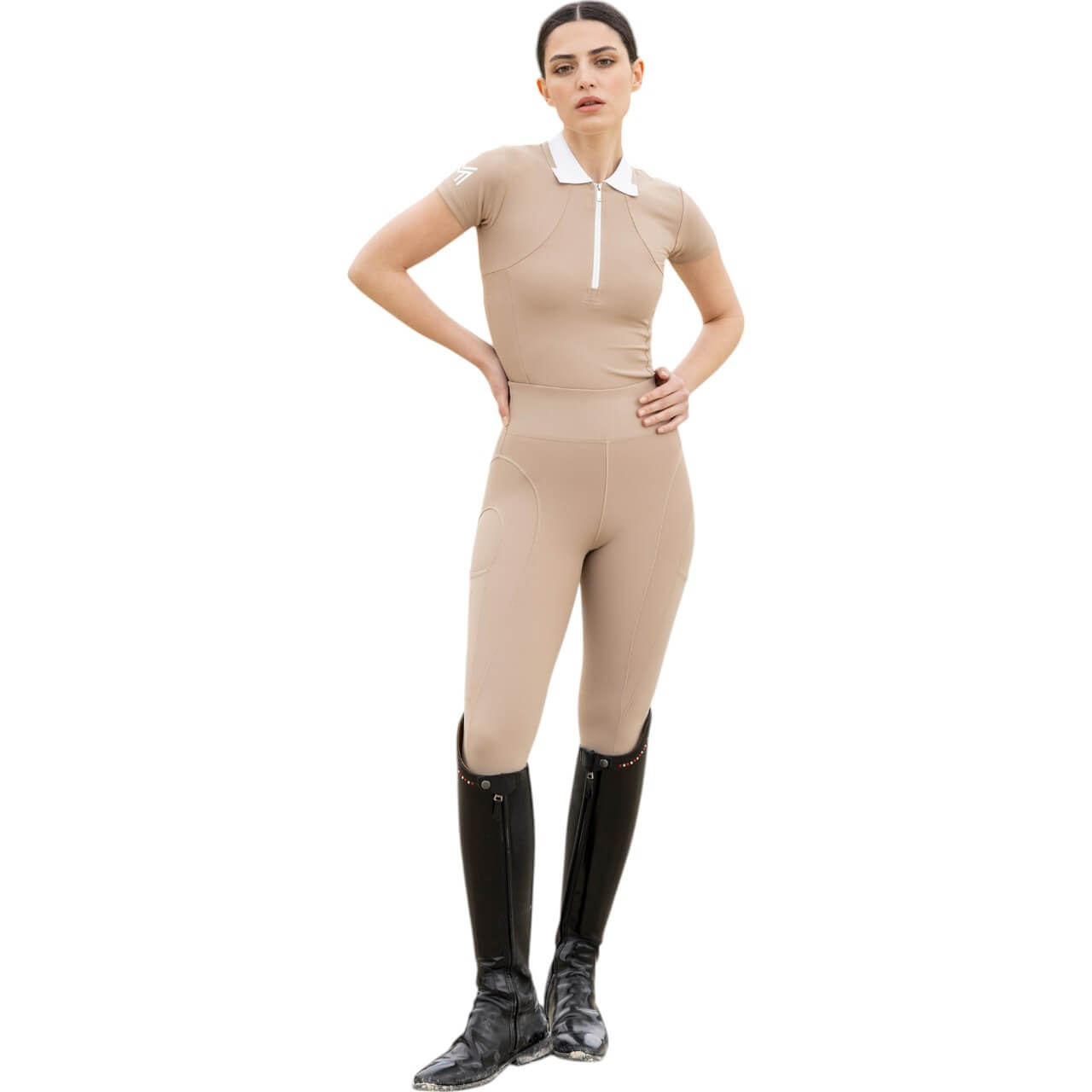 Reitleggings Damen Full-Grip Outline Damenreitleggings