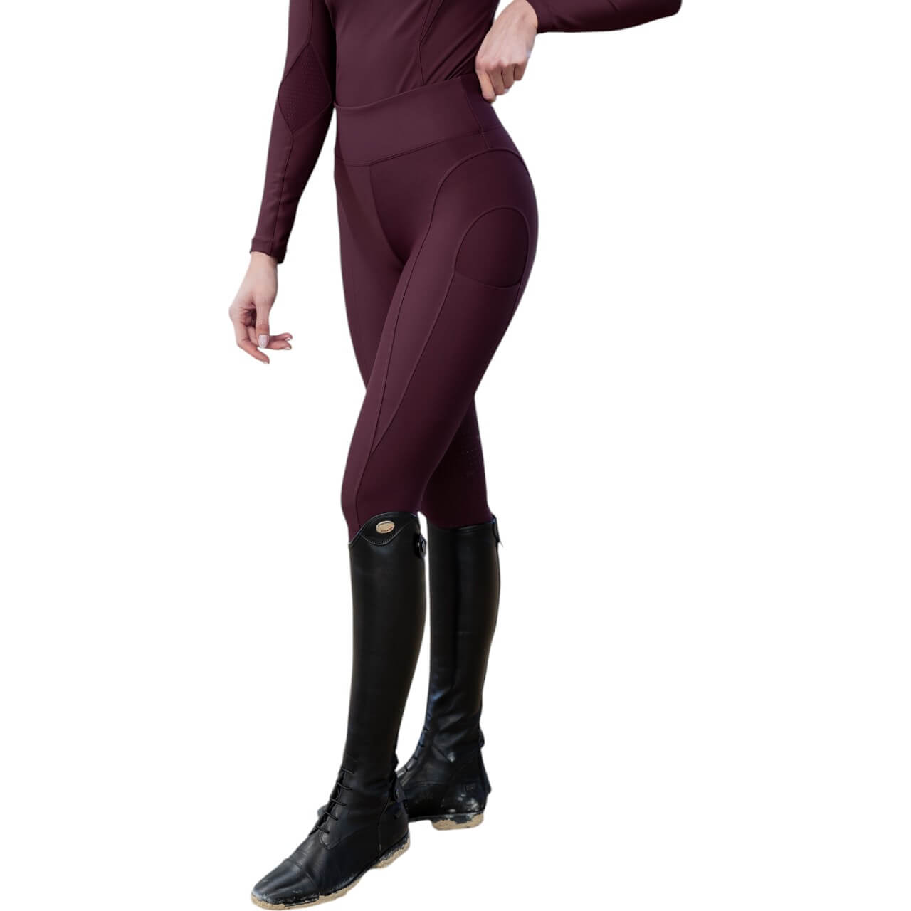 Reitleggings Damen Full-Grip Outline Damenreitleggings