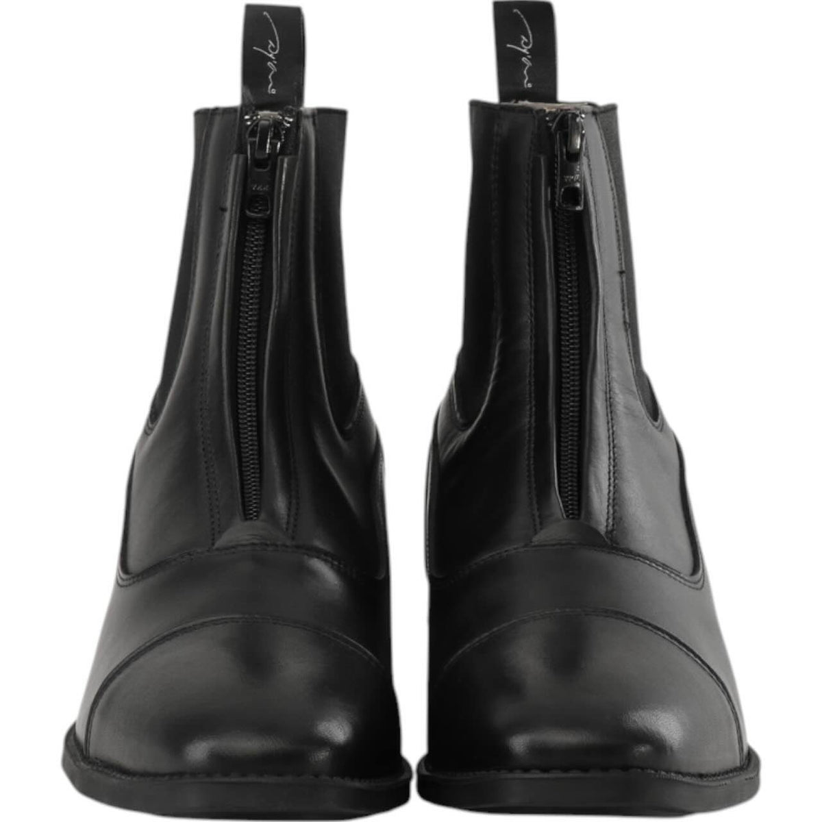 Dyon Stiefeletten Frontreißverschluss Lederstiefelette, Schwarz, Produkt allein.