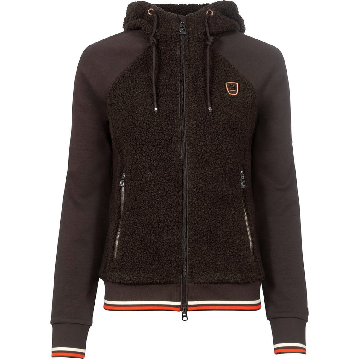Cavallo Sweatjacke Damen Cavalleora Premium Capsule HW 2025 Teddyjacke, Espresso, Produkt allein auf weißem Hintergrund.