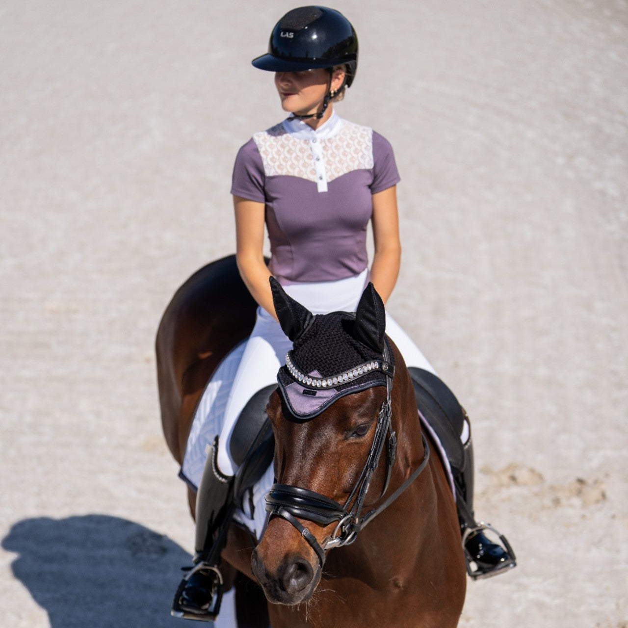 Turniershirt Damen Kurzarm Crystal Champion White Dark Violet Shortsleeve