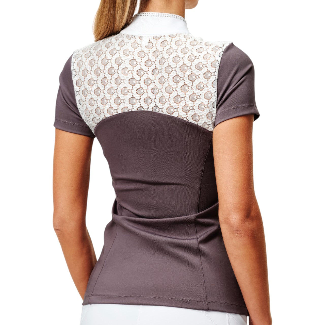 Turniershirt Damen Kurzarm Crystal Champion White Dark Violet Shortsleeve