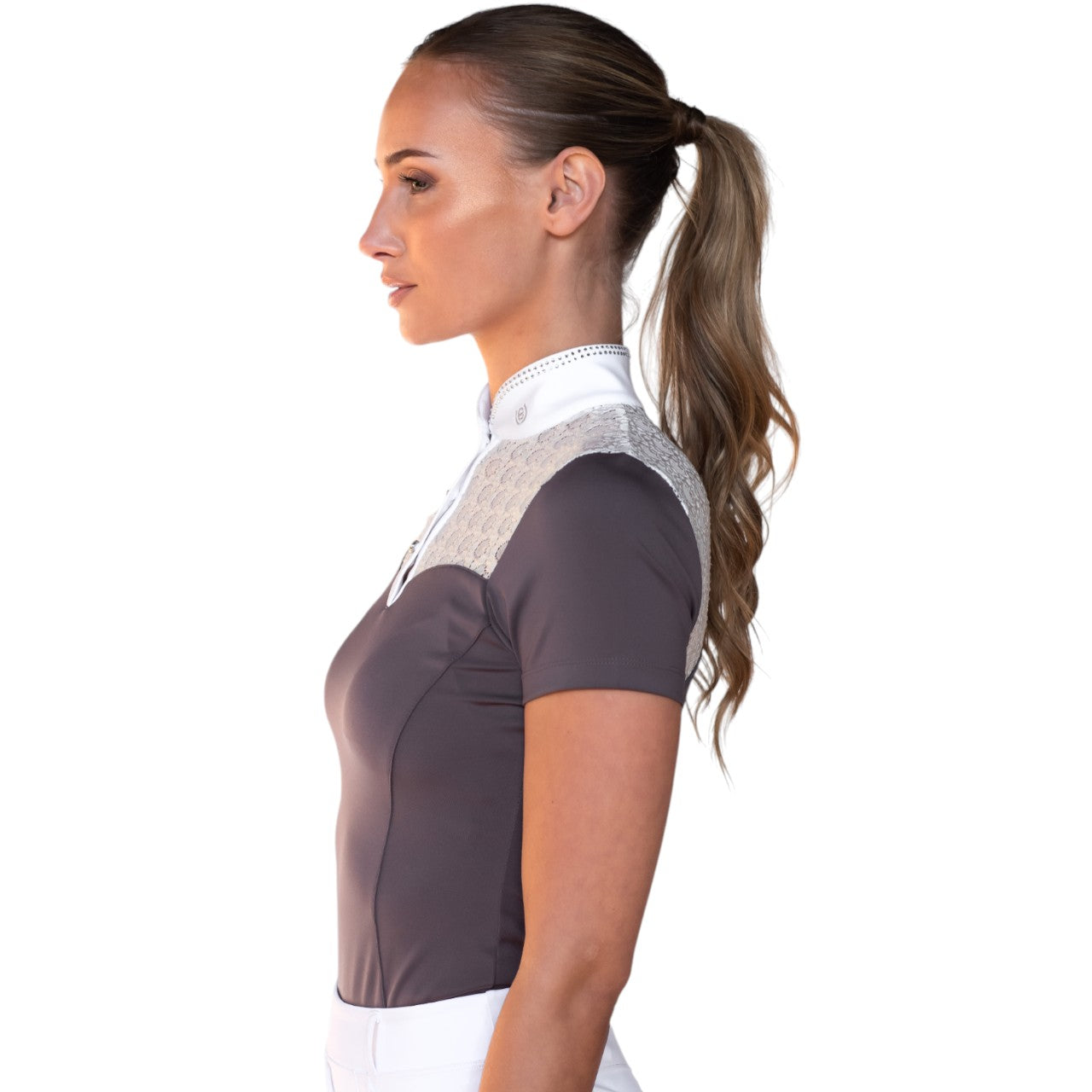 Turniershirt Damen Kurzarm Crystal Champion White Dark Violet Shortsleeve
