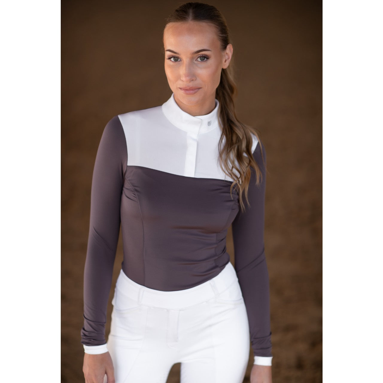 Turniershirt Damen Langarm Fine Line White Dark Violet Longsleeve