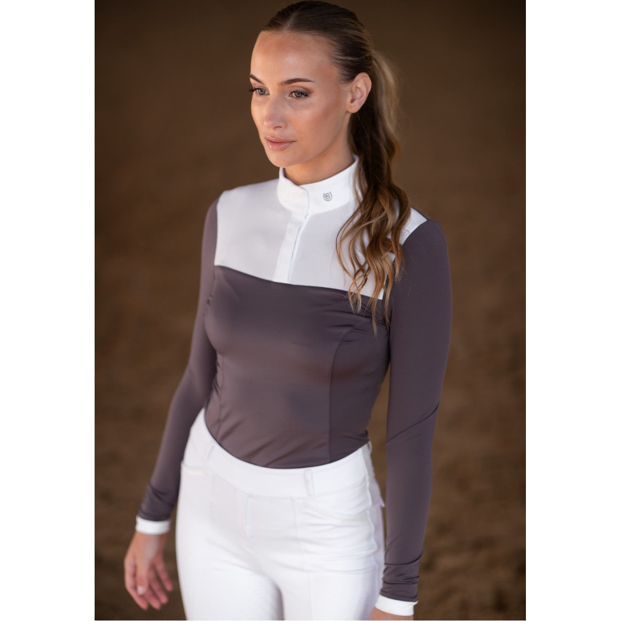 Turniershirt Damen Langarm Fine Line White Dark Violet Longsleeve